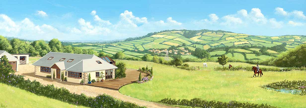 artist's impression of a smallholding plot of land in Devon