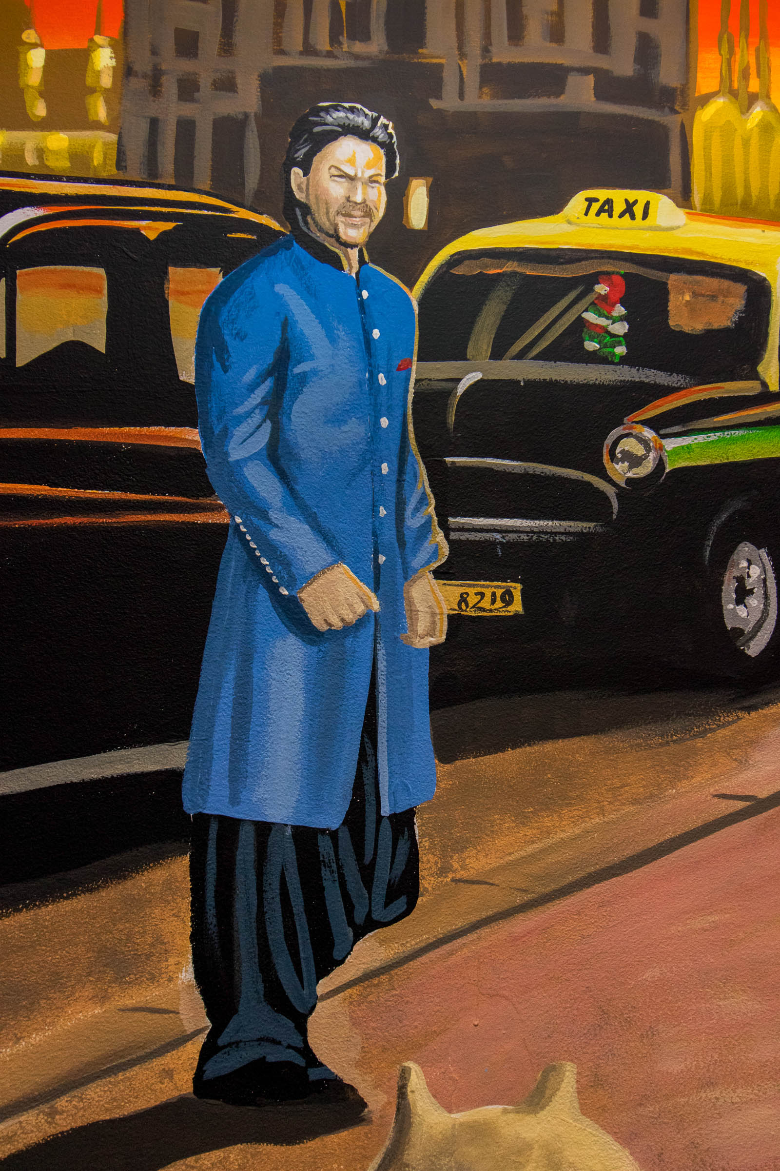 Aladin Mural Restaurant in Brick Lane - and lastly Shah Rukh Khan in finery cloth
