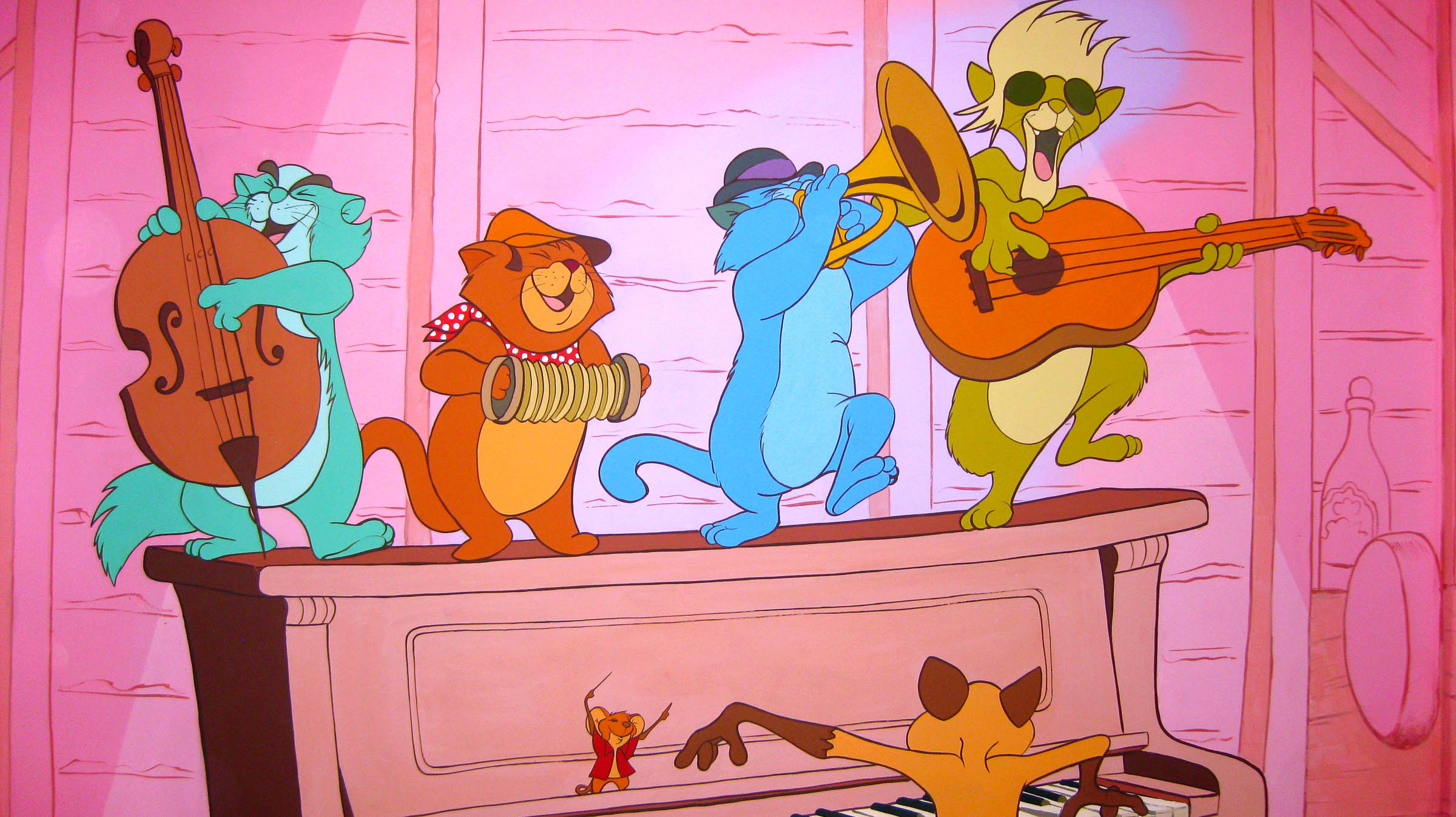 Aristocats Mural, Scat Cat and his band play 'Everybody wants to be a cat'