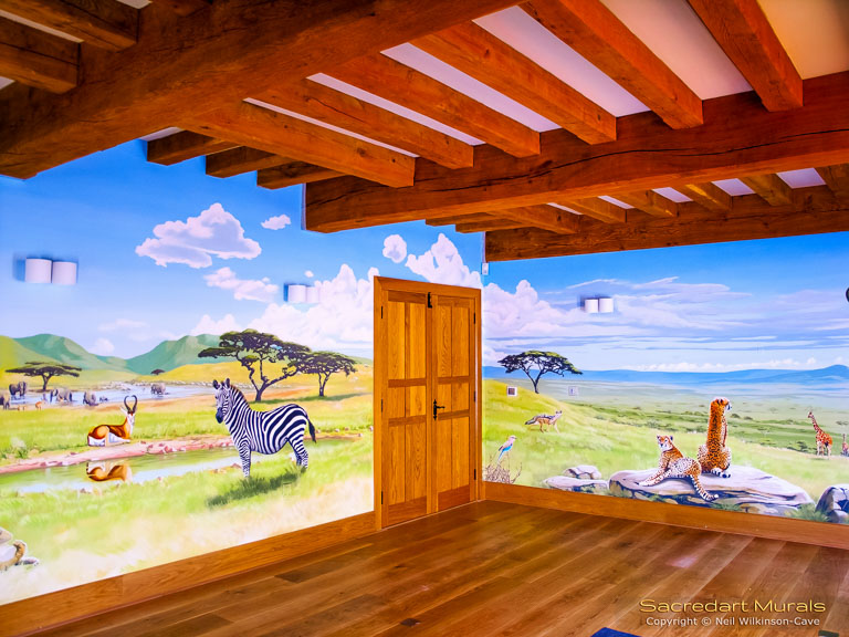 safari mural in playroom