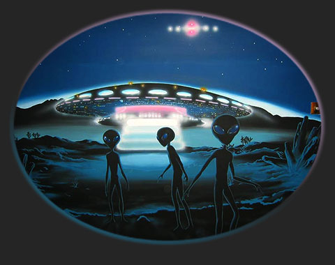 Aliens alien UFO UFOs Close Encounters Mural