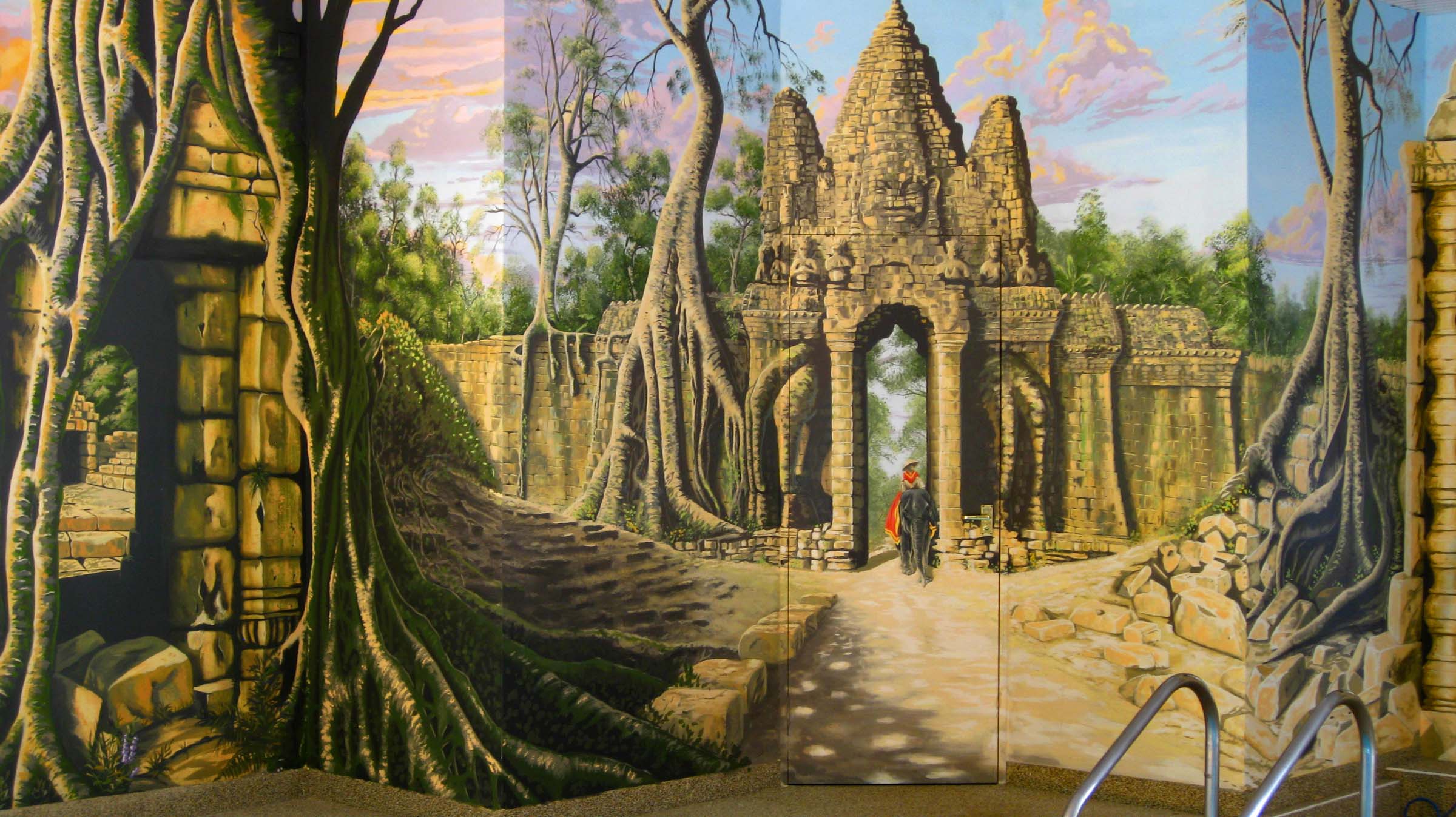 Angkor Wat jungle temple mural