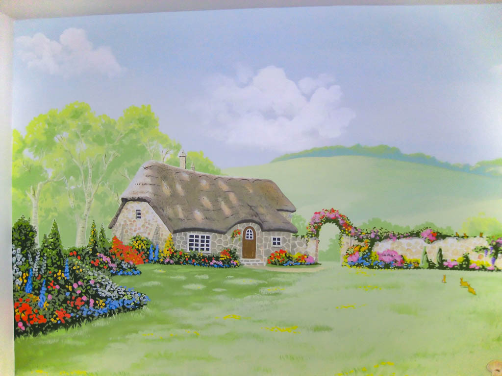 Beatrix Potter style cottage mural