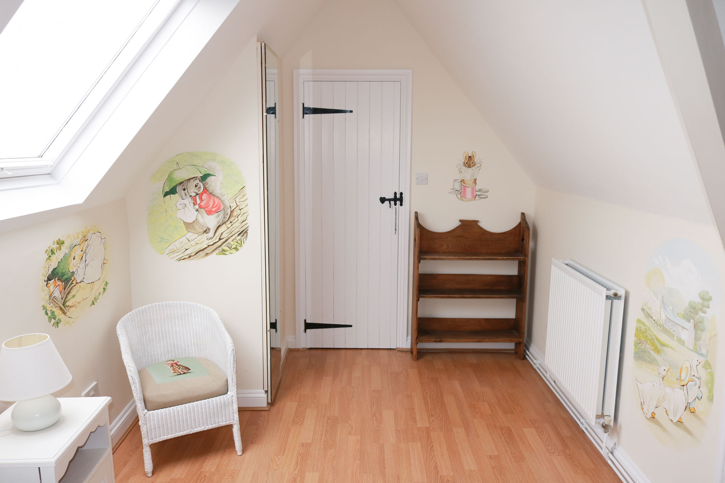 Beatrix Potter murals in a converted attic