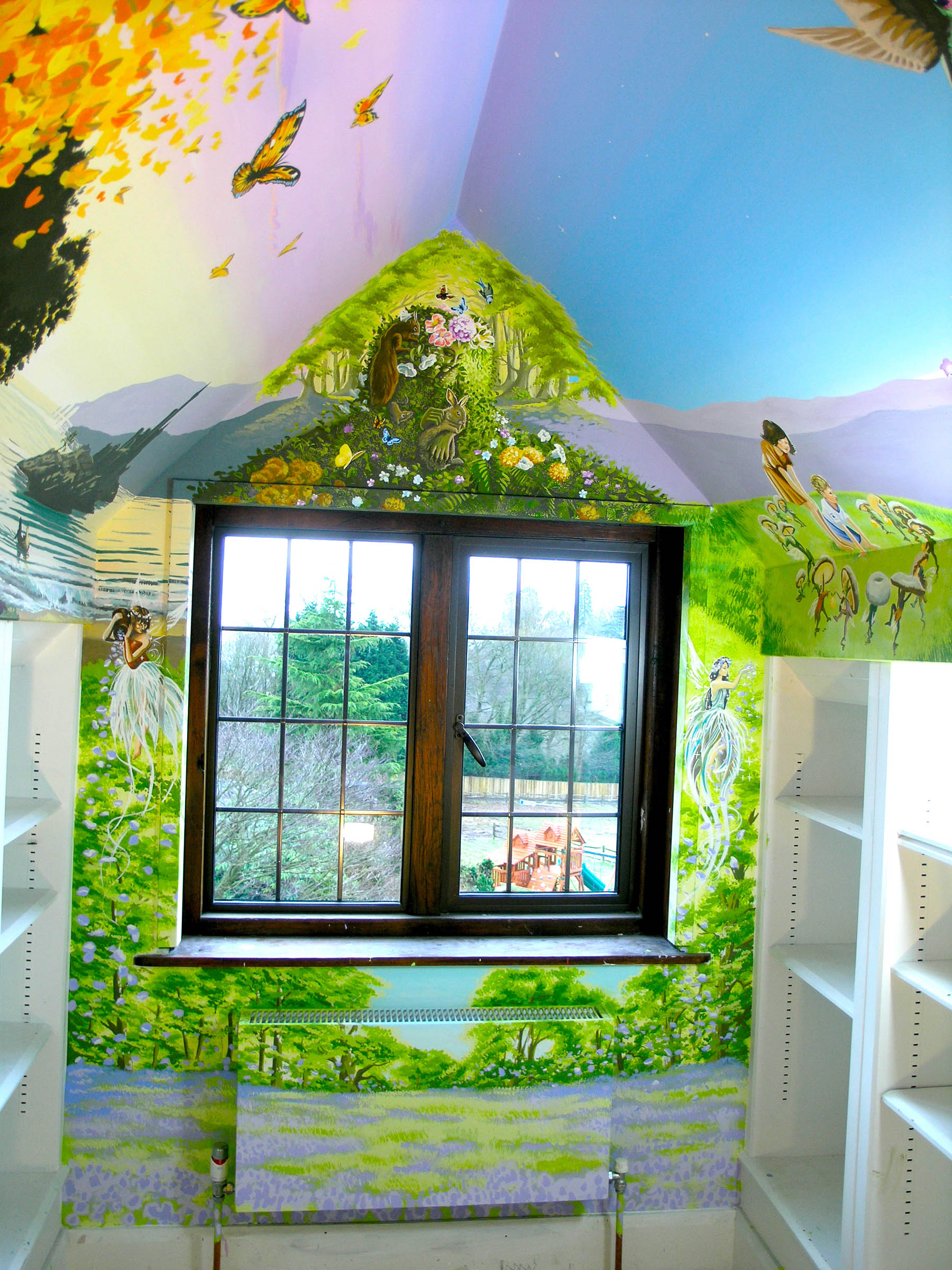 kids fantasy playroom mural