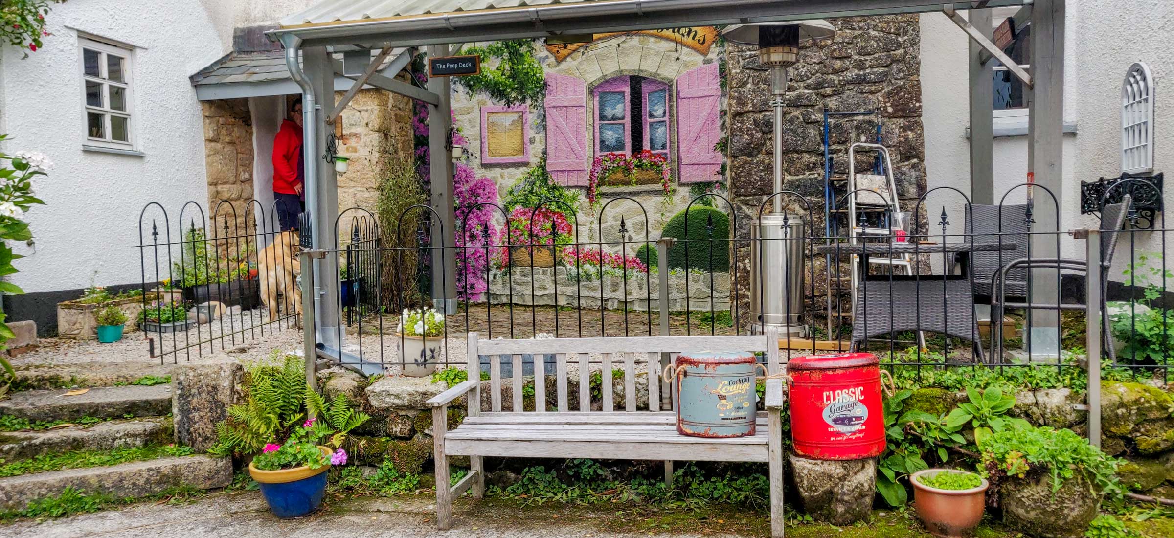 Trompe l'oeil french cafe exterior in the heart of Devon