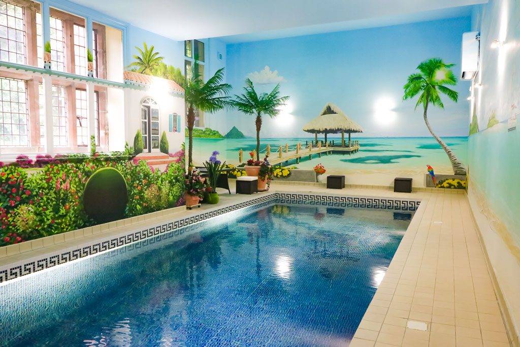 Caribbean Mural around Pool