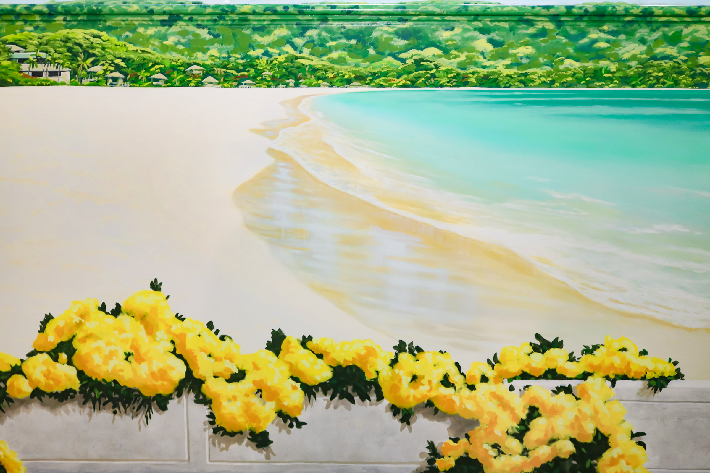 Caribbean Islands Mural around private indoor pool in the UK