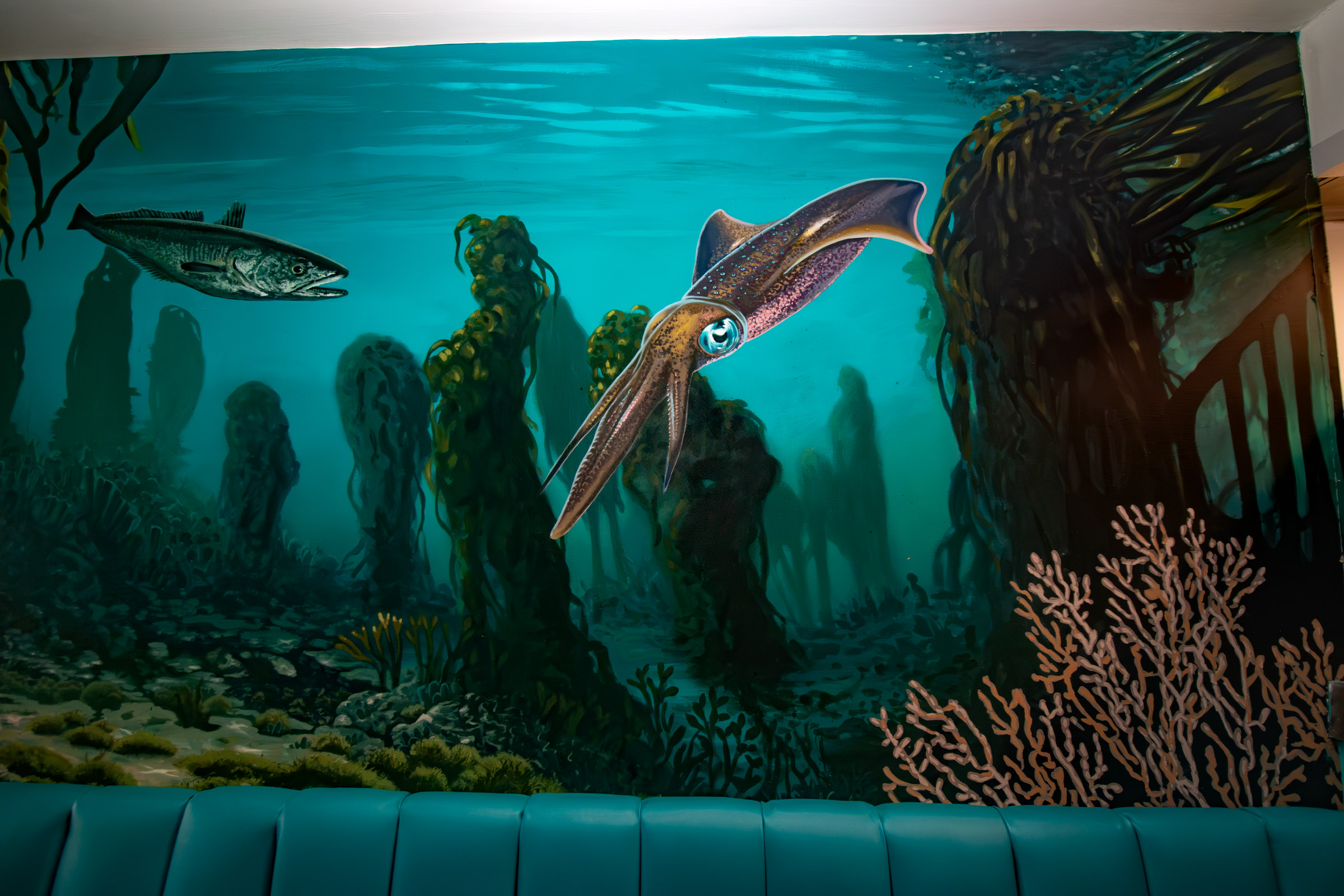 Murals in Platters Seafood Restaurant, Plymouth Sacredart Murals