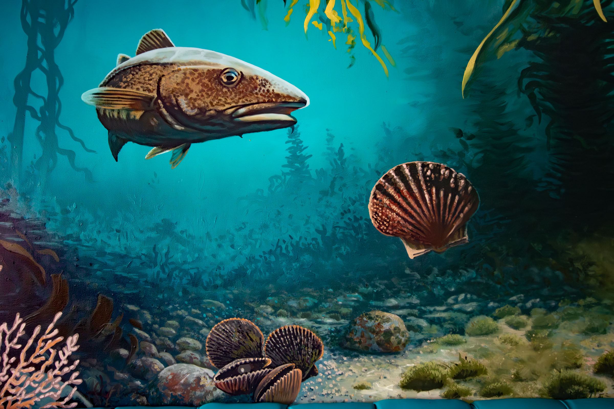 Murals in Platters Seafood Restaurant, Plymouth Sacredart Murals