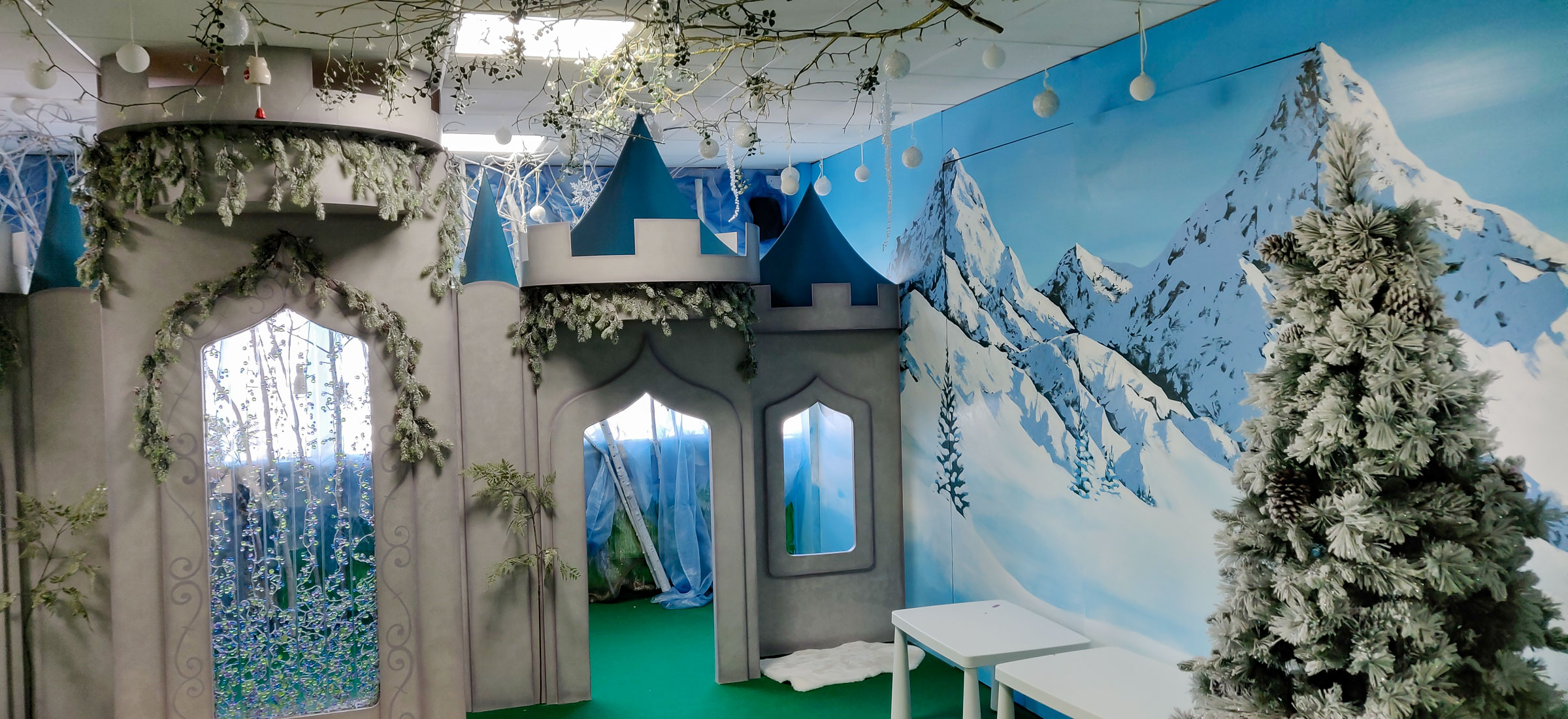 winter snow mountains mural for playcenter