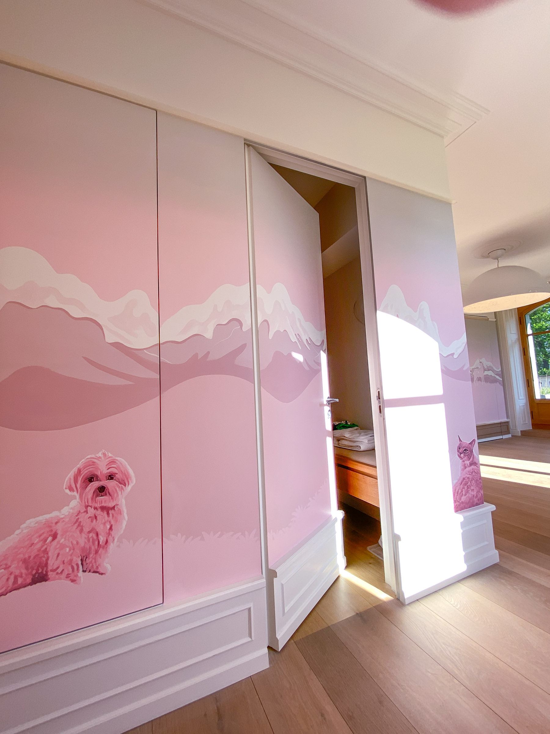 Elegant Pink Girl's Bedroom Mural