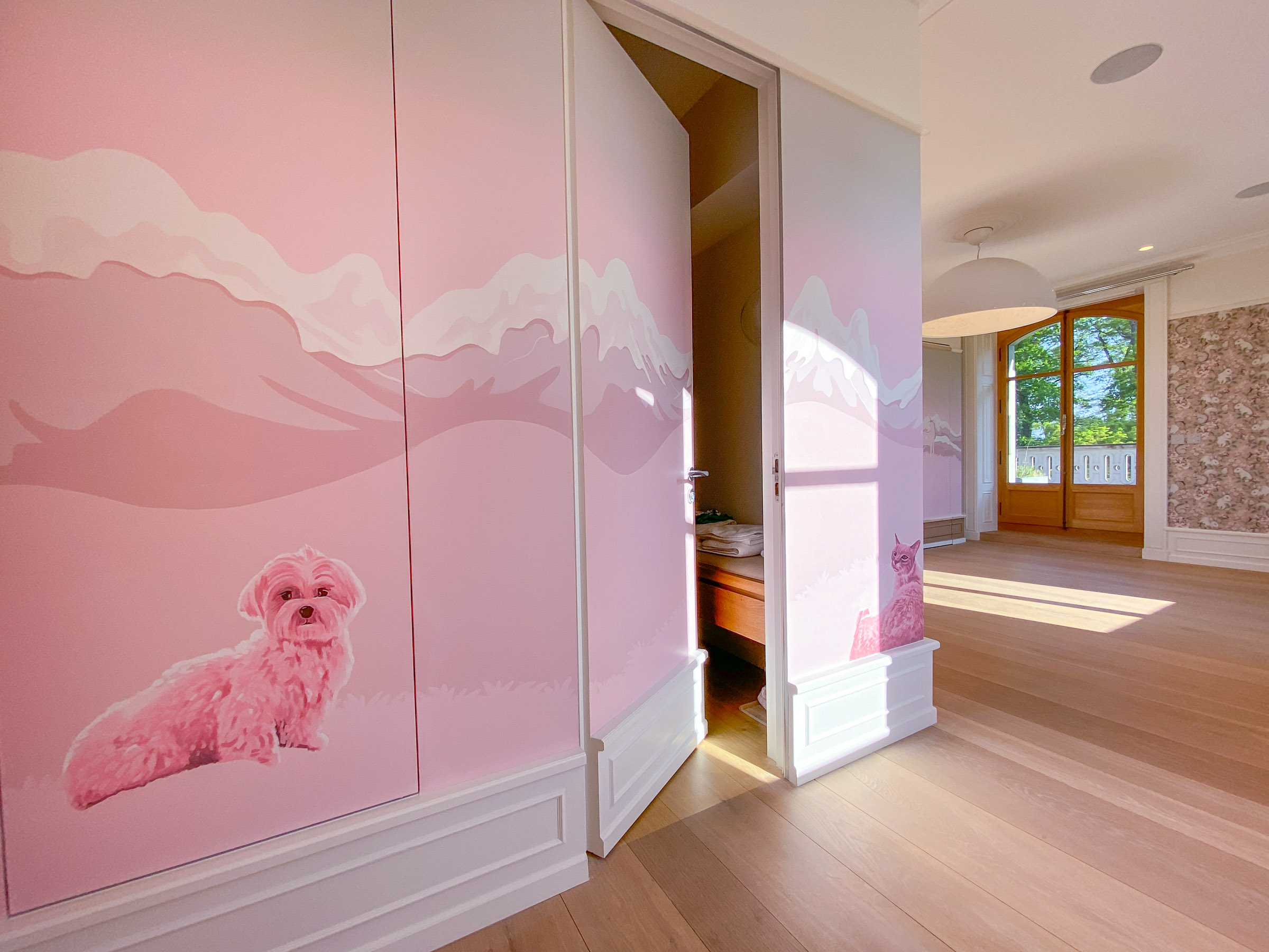 Elegant Pink Girl's Bedroom Mural