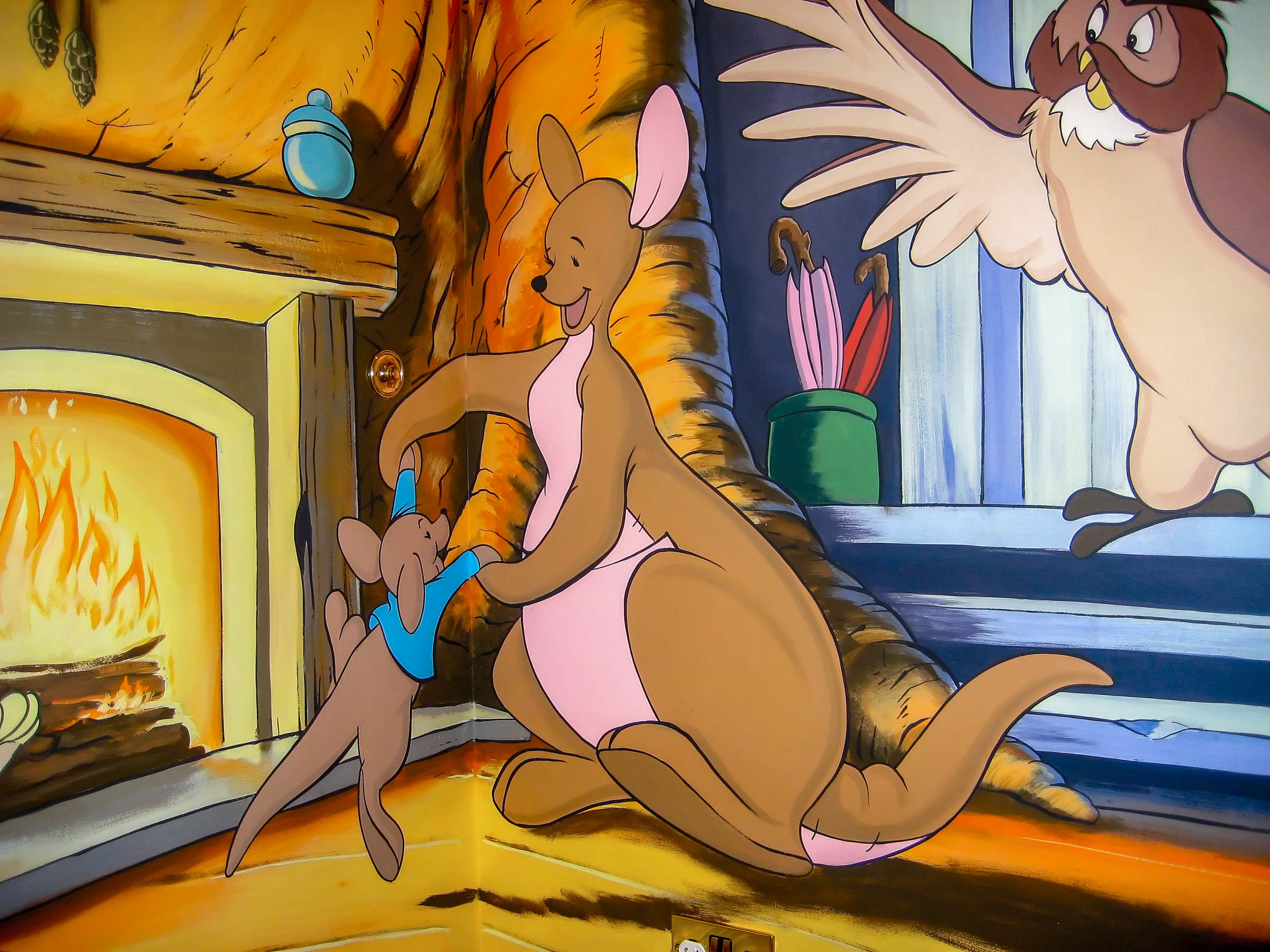 kanga-and-roo-dancing-by-log-fire-playroom-wall-mural